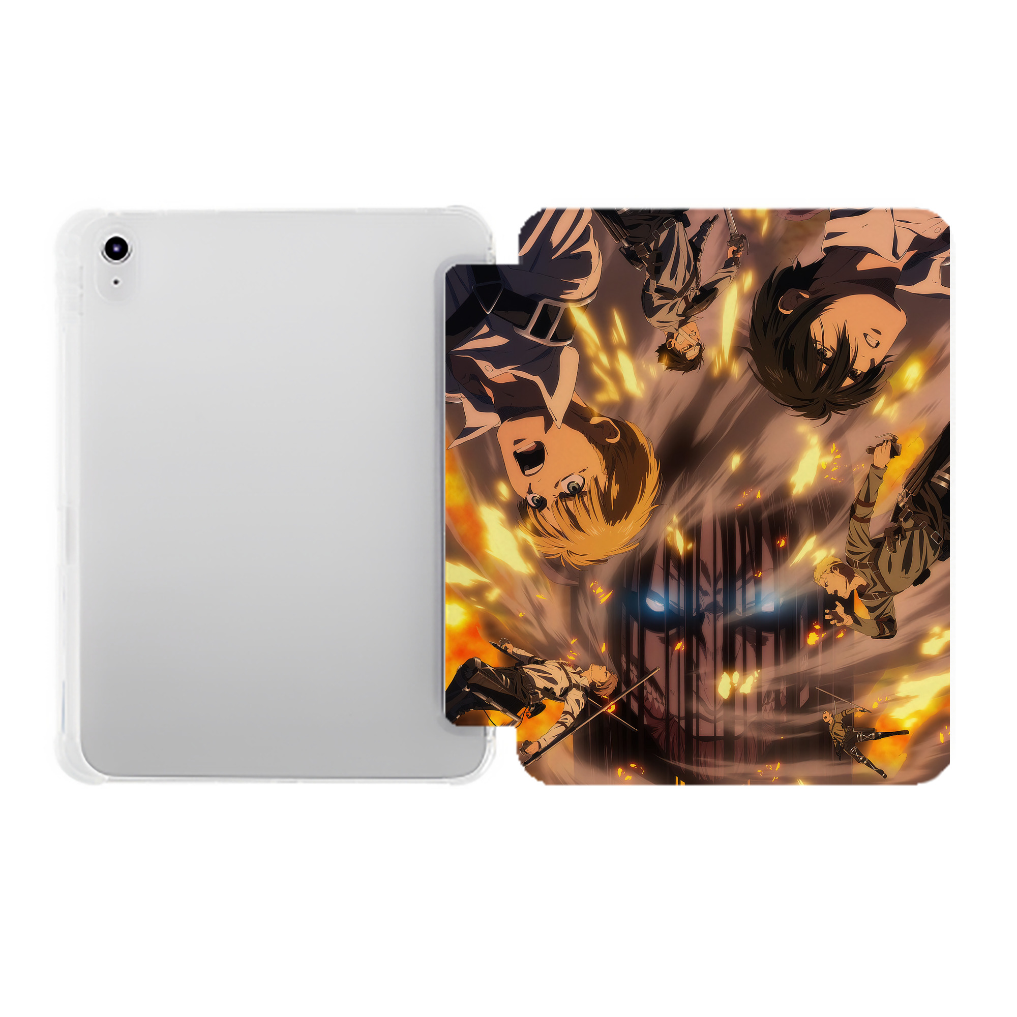 （画像用） 進撃の巨人 Attack on Titan IPad ケース ペン収納付き 三つ折りスタンド PUレザー×シリコン 対応機種9.5/10.5/10.9インチ